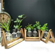 Hydroponic Glass Vase Planter Terrarium Swing Wooden Stand