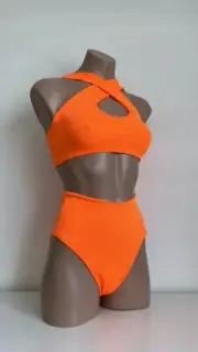 Schminke polewear pole dance set halter top high waist scrunch bottoms neon