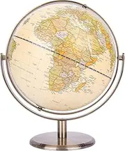 ANNOVA 8" / 20cm World Globe Antique Globe Metal Arc and Base Bronzed Color - All Direction 360° Rotating - Educational/Geographic/Modern Desktop Decoration - for School, Home, and Office (720°)