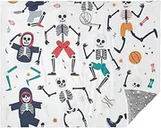 Skeleton Play Basketball Funny Flannel Blanket Soft Cozy Fluorescence Throw Blanket 55" x 70", Lightweight Comfy Flannel Blanket Warm Plush Throw Blankets for Sofa Chair Bed Couch