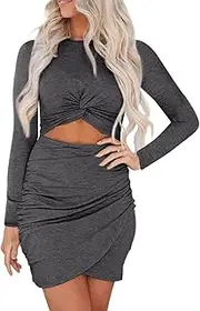 [GRECERELLE] Womens Co ord Sets Two Pieces Short Skirt Suits Long Sleeves Crew Neck Vest Lounge Wear Sets For Women UK