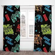 DOTOOMA Neon Gamepad Game Children Window Curtains Boys Modern Gaming Black Nursery Bedroom Living Room Decoration Polyester Fabric Supplies 41x84 Inch Drapes 2 Panels