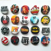 20 x RETRO 1980's BADGES - 80s Madonna Prince Boy George Michael Jackson MTV NEW