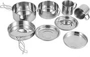 Mipcase 1Set Camping Cookware of Outdoor Cooking Pots Frying Pan for Camping Hiking Fishing Picnics Portable Space Saving Design with Handles