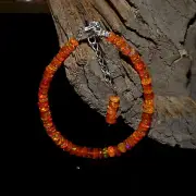 925 Silver Natural Orange Opal Bracelet, Faceted Opal Beaded Bracelet For Gift