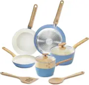 Goodcook 10-Piece Healthy Ceramic Titanium-Infused Cookware Set with Pots, Pans,