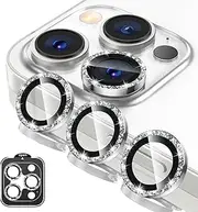 Titanium Tempered Glass Camera Lens Protector Cover For iPhone 16 Pro Max 6 Plus 13 12 16plus 15Pro 14Pro Phone Accessories (Glitter Silver,For iPhone 16)