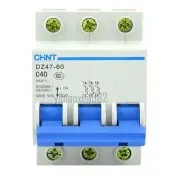 1x Rated Current 3 Pole Miniature Circuit Breaker DZ47-60 C40 AC230/400V 3P 40A