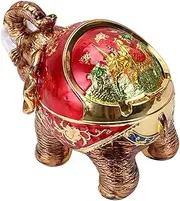 Oshhni Decorative Elephant Tobacco Ash Tray Ashtrays for Indoor Zinc Alloy Elephant Ash Container for Home Use Patio Outside Office, Red