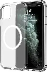 amCase Clear Case with Built-in Magnets Compatible with Mag-Safe, iPhone 11 Pro (5.8"), Support Wireless Charging and Magnetic Stand, Strong Magnetic, Shockproof Protective