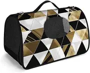 YHEGBFD Pet Handbag,Fashion Modern Black White Gold Triangles Fashion Dog Carrier,Small Pet Carrier,pet Carrier Handbags,Travel Pet Handbag for Cat and Samll Dog