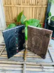 Leather Fat Journal Seven Stone & Tree Of Life Book of Shadows Blank Papers