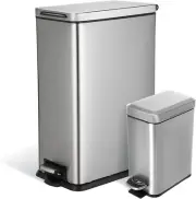 Home Zone Living 12 and 1.3 Gallon Kitchen Trash Can Value Bundle Set - Silver