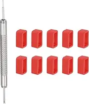 uxcell 10pcs Watch Strap Loop 12mm Rubber Watch Holder Fastener Rings Retainer with Spring Bar Tool for Watch Band Repair, Red