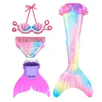 在飛比找Yahoo!奇摩拍賣優惠-女童泳裝兒童游泳衣美人魚衣服人魚尾巴服裝寶寶泳裝小孩比基尼女