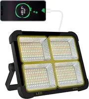 iodoo LED Construction Spotlight Battery, 100 W LED Work Light Battery 336 LEDs Solar Panel, 4 Light Modes, External Battery with 16500 mAh Rechargeable Power Bank for Camping, Work, Fishing, Colour