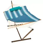 Algoma Net 8919STRIPE 11 ft. Cotton Rope Hammock Stand - Pad & Pillow Combina...