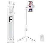 Aluminum Alloy Bluetooth Remote Control Mobile Phone Selfie Stick Fill Light Tripod Selfie Stick-White