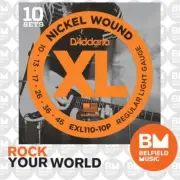 10 Pack D'Addario EXL110 Electric Guitar Strings XL Nickel 10-46 Regular Light