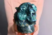 6LB Natural labradorite Tiger Hand Carved Crystal Tiger Statue Reiki Crystal