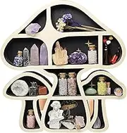 Mushroom Crystal Shelf Display,Crystal Display Shelf | Crystal Display Shelf, Mushroom Wall Decor, Wooden Shelves for Wall, Unique 3 Mushroom Cluster Shapes for Bedroom