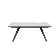 Fabio Ceramic Extension Rectangular Kitchen Dining Table 200-300cm Metal Frame Classic White