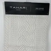 Tahari Home Christmas Holiday Table Runner Quilted 14X72 Off White