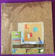 Board Dudes 12" x 12" Cork Tiles 4-Pack (70VA) Coarse Grain with Mounting Tape