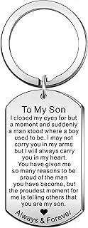 [JETTOP] Son Gifts Inspirational Son Keyring Encouragement Son Birthday Gifts from Mum Son Christmas, Silver, One Size