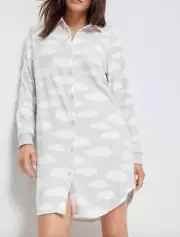 NEW PETER ALEXANDER BUTTERY SOFT PLUSH NIGHTIE GREY CLOUDS WOMENS M RRP$89.95