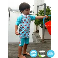 在飛比找PChome24h購物優惠-澳洲鴨嘴獸兒童泳衣 防曬短袖上衣+游泳馬褲套組 小男1-2歲
