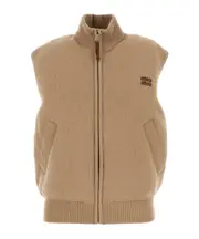 Miu Miu Zipped Sleeveless Down Jacket IT40,IT38 snow White
