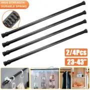 2/4X Heavy-Duty Steel Tension Curtain Rod Spring Adjustable Curtain Pole 24"-43"