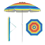 Costway 198cm Outdoor Beach Umbrella Sun Shade Shelter Foldable Garden Patio Tilt Canopy