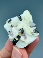 32 GM Pink Apatite Crystal Combine With Albite, Schorl And Quartz