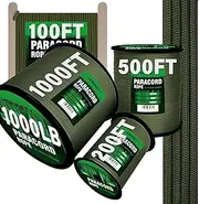 1000Ib Paracord Rope - 100ft / 200ft / 500ft / 1000ft 4mm,12 Strand Parachute Spool Cord,para Cord Lanyard for Camping,Hammock,Clothsline,Hiking,Fishing,Survival braceletand Survival