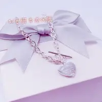 在飛比找Yahoo!奇摩拍賣優惠-香港正生銀飾 HK 愛心吊牌T扣純銀項鍊 流行飾品 如意貓