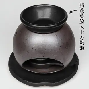 常滑燒 黑泥丸形 茶香爐 日本陶器 茶道具 茶具 薰香 福介商店