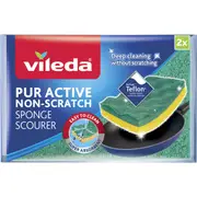 Vileda Pur Active Sponge Scourer Non-Scratch 2 pack