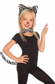 Kids Zebra Plush Zebra Animal Child Costume Kit Headband Tail Bowtie