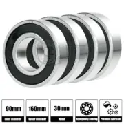 4x 6218-2RS Ball Bearing 90mm x 160mm x 30mm Rubber Seal Premium RS 2RS NEW