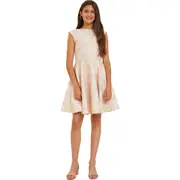 Un Deux Trois Kids' Cap Sleeve Jacquard A-Line Dress in Pink at Nordstrom, Size 12