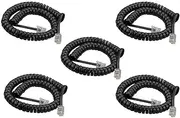 SINCODA 5 Pack 6Ft Modular Coiled Telephone Handset Cord for Telephone/Handset Black Curly Cord(Black)