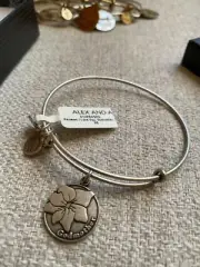 ALEX & ANI "BECAUSE I LOVE YOU GODMOTHER" SILVER CHARM BRACELET NEW WITH TAGS