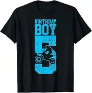 [X.Style] Motocross Motorcross Dirt Bike 5th Fifth Birthday Boy ds1339 T-Shirt (S) Black