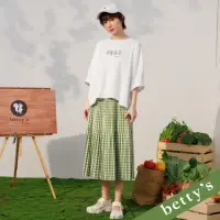 在飛比找momo購物網優惠-【betty’s 貝蒂思】格紋百摺剪接長裙(綠色)