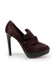 Burgundy Pony Hair Platform Heels