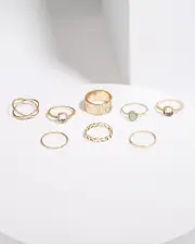 Gold Textured Metal Ring Pack