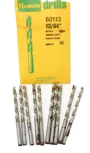 Vintage Hanson HS Steel Straight Shank Drill Bit #60113 13/64" 10pk USA NOS OB