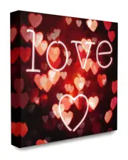 Stupell The Stupell Home Decor Collection Pink Red and Black Neon Love Hearts Lights Bokeh Photography